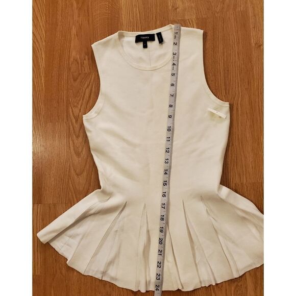Theory Pleated Prosecco Sleeveless Peplum Top sz P - Picture 9 of 13